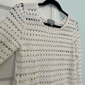 White Crochet Bamboo Top from Pure Collection